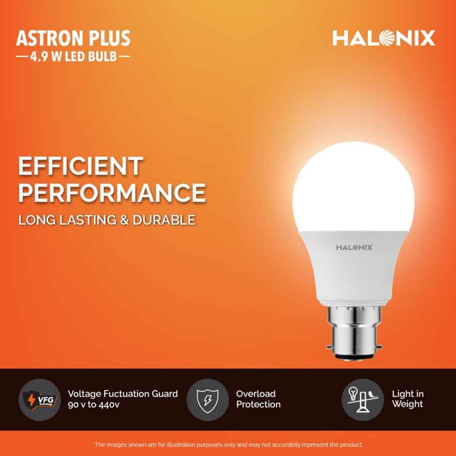 Halonix 4.9W White Led Bulb | B22 Base Holder Combo 