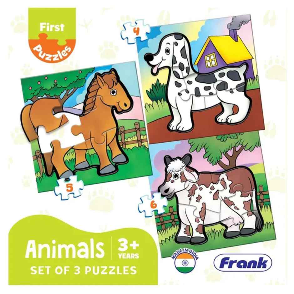 Frank Animals - A Set Of 3 First Puzzles - 4, 5 & 6 Pieces