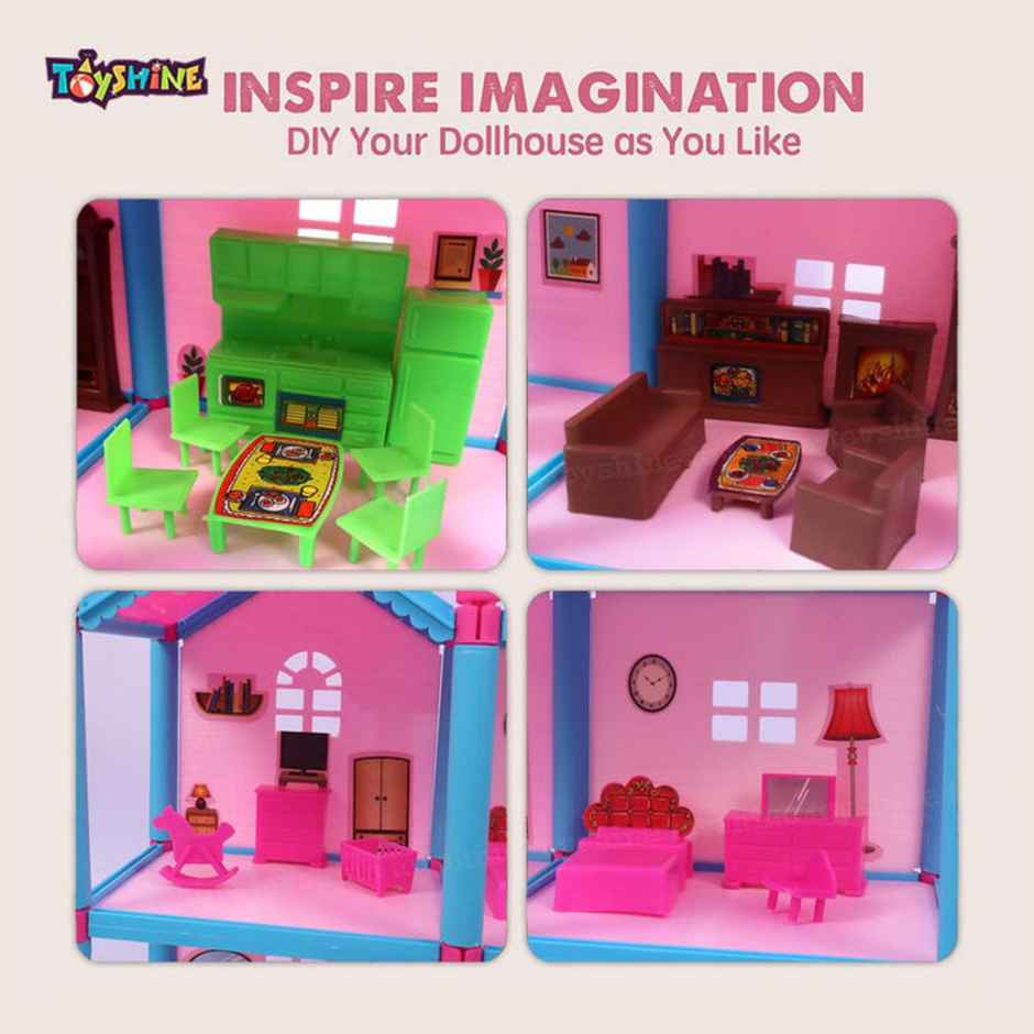 Toyshine DIY Doll House Set with 108 Pieces (Multicolor)