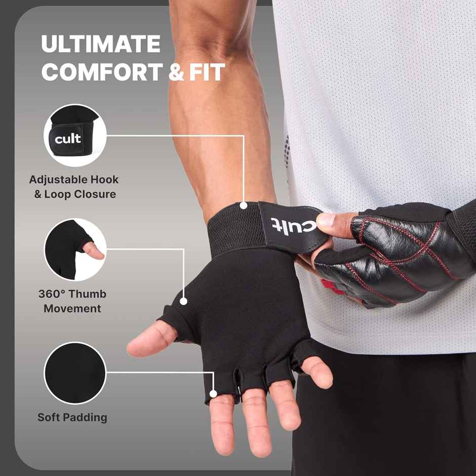 Cult Workout Gym Gloves | XL | Black/Red