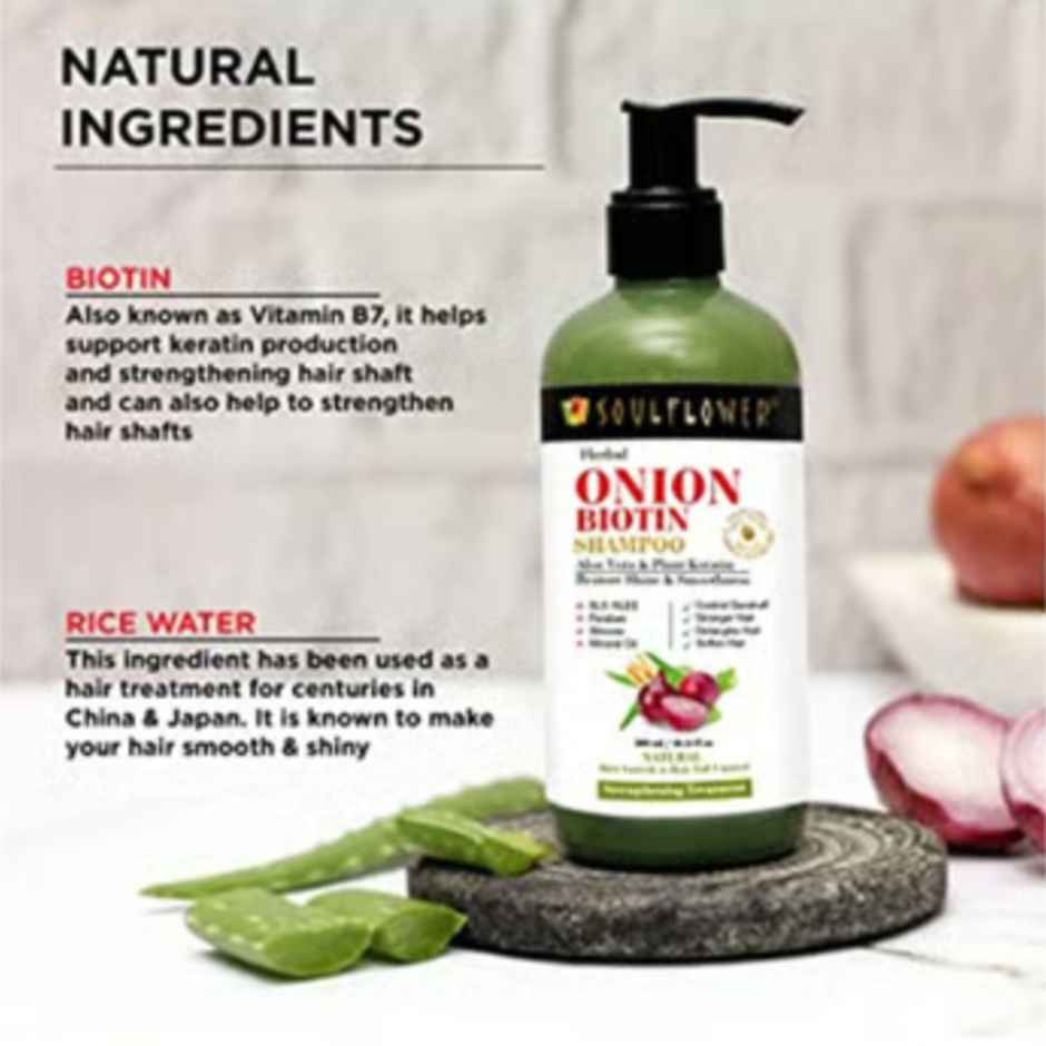 Soulflower Onion Biotin Shampoo with Aloevera & Plant Keratin 