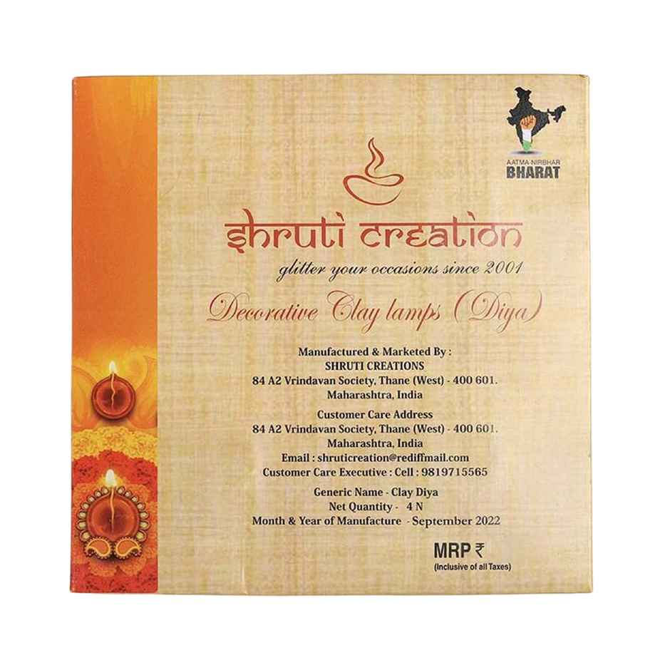 Leaf Decorative Clay Diya | Set of 4 | Designer Diya | Shruti Creations