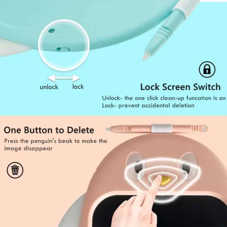 Toyshine Writing Tablet 8.5 Inch Colorful Screen Doodle Board For Ages 3+ Kids (Girls & Boys)- Pink