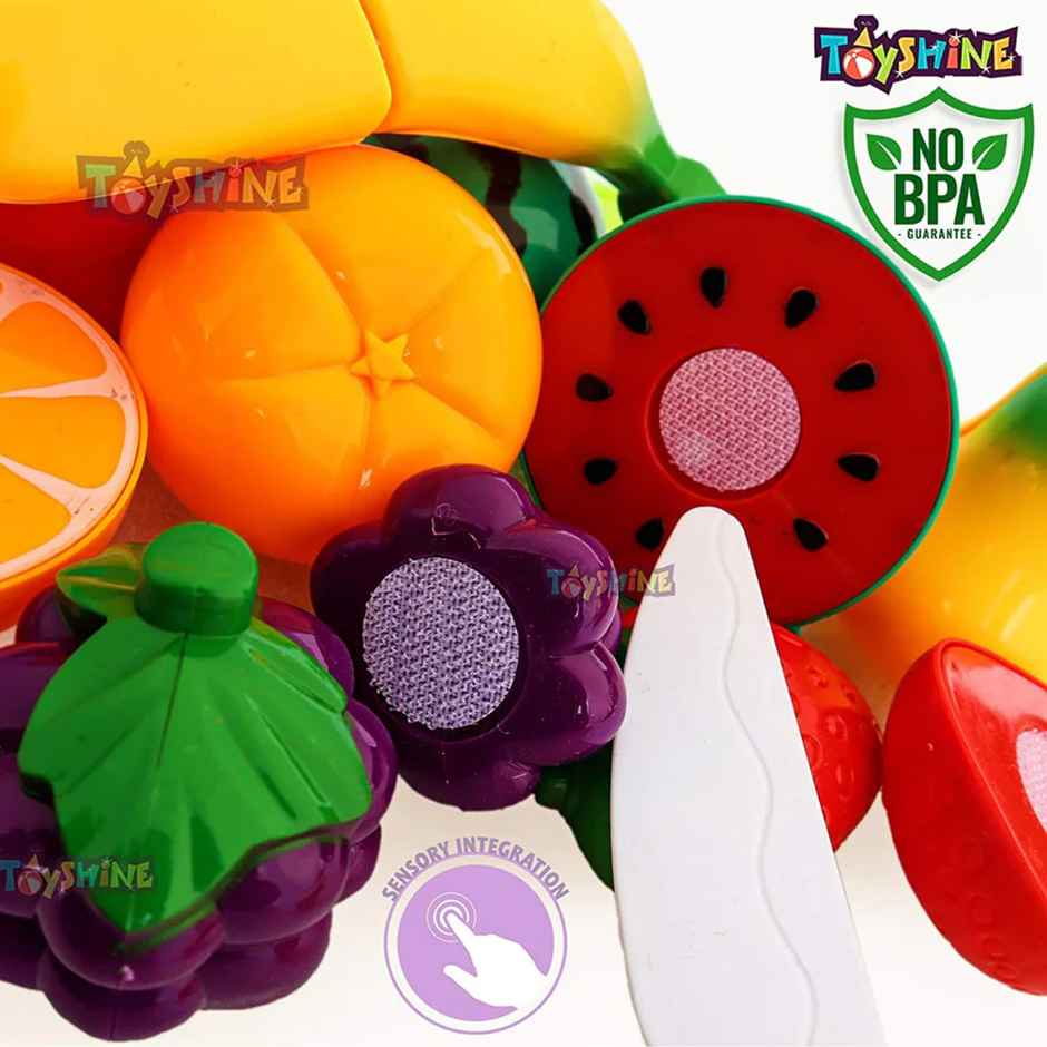 Toyshine Realistic Sliceable 7 Pcs Fruits Cutting Play Toy Set - Assorted Colour & Design
