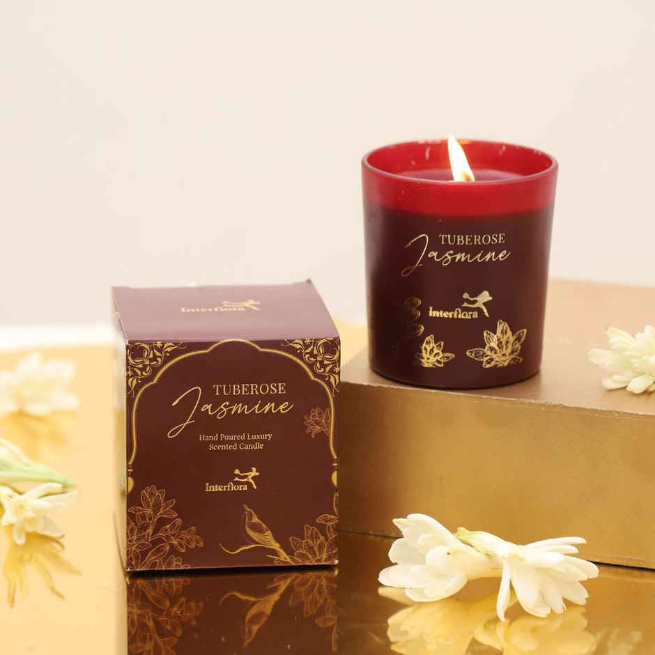 Haus & Kinder Rose Serenity King Bedsheet - 100% Cotton (270X270Cm) (1pc) & Igp Interflora Jasmine Tuberose Handpoured Candle (1pc) Combo