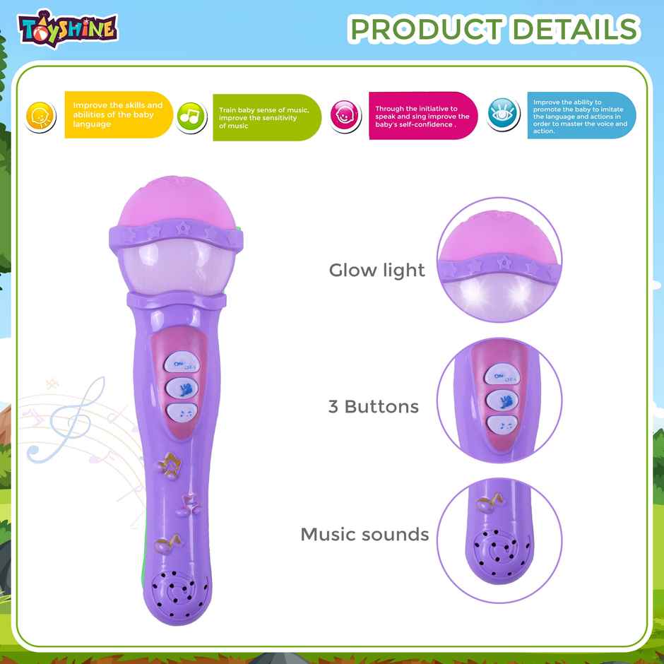 Toyshine Musical Microphone Singing Mic Toy With Lights and Clear Sound | Purple