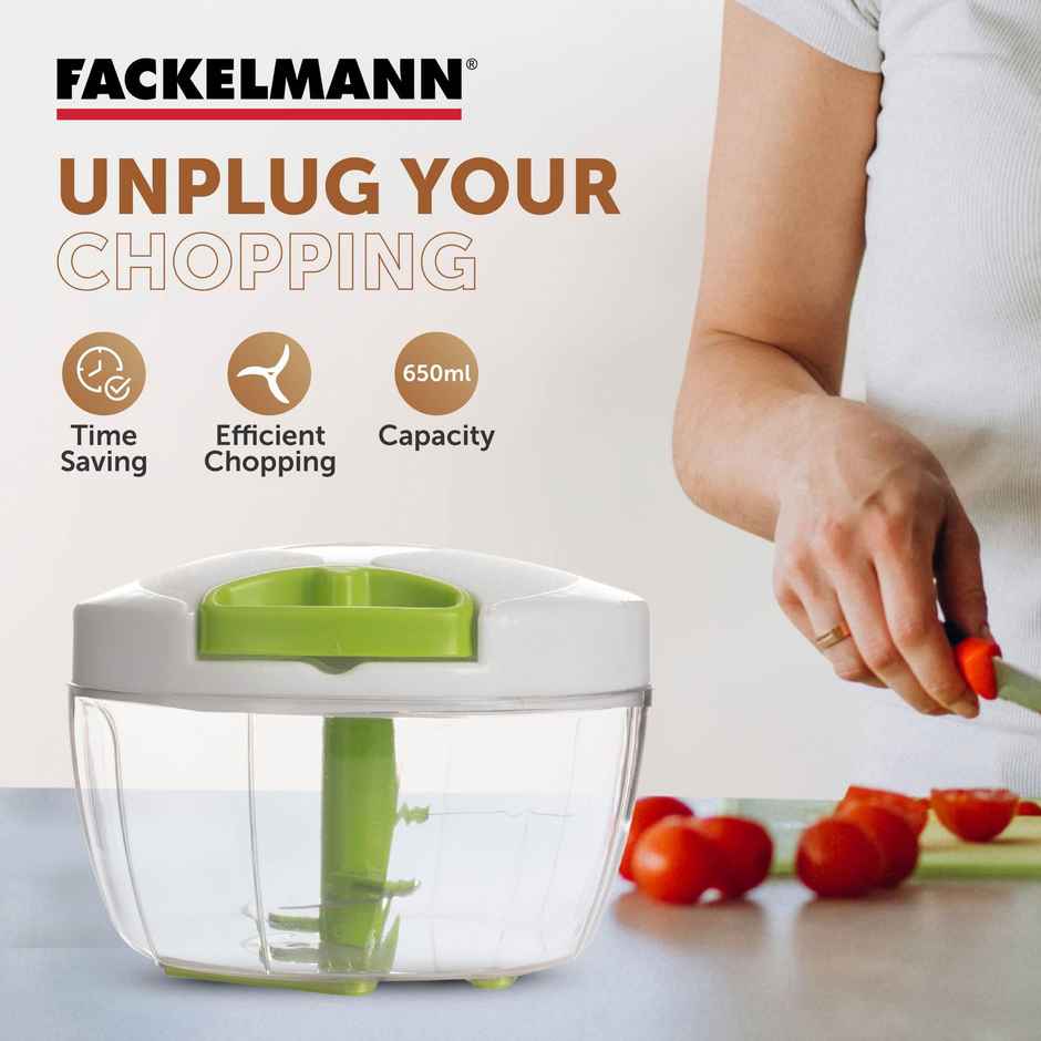 Fackelmann Swift 650Ml Vegetable Chopper For Onion Chopper With Safe & Durable 3-Blade Design