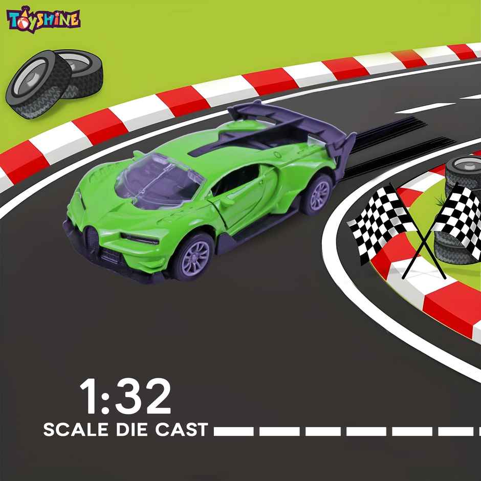 Toyshine 1:32 Scale Die Cast Sports Model Vehicle Toy Car With Pull Back, Green