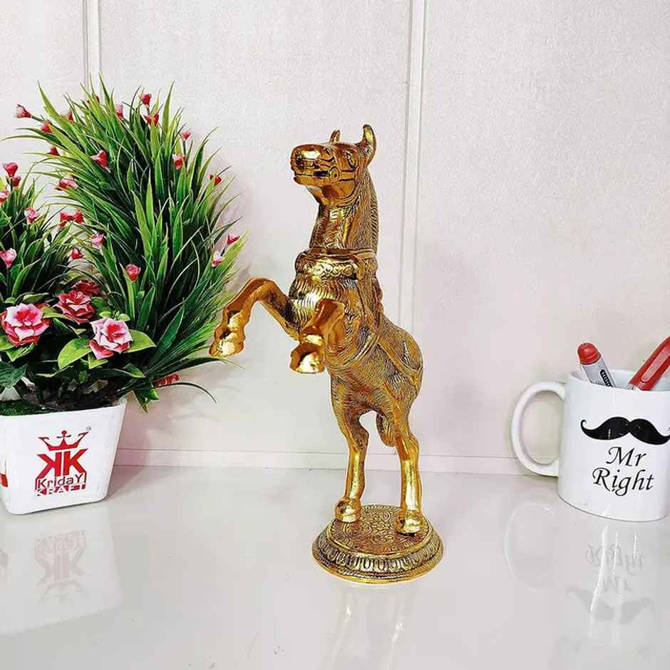 Devnidhii Jumping Horse Big in Gold Polish Vastu Feng Shui