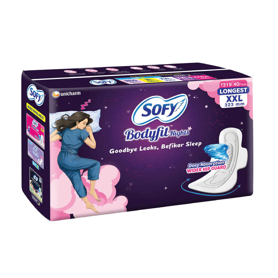 Sofy Women Bodyfit Night Longest Sanitary Pads | XXL - 40 pcs