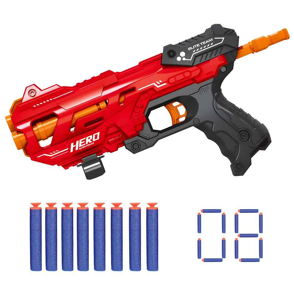 Toyshine Foam Bullet Blaster Gun with 8 Soft Bullets for Outdoor Fun, Red | Toy Gun