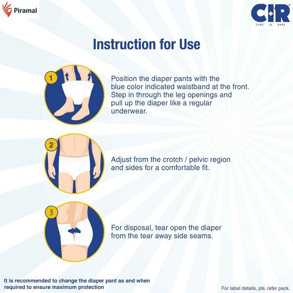 CIR Adult Diaper ( Pants, M , 75-100 cm) Combo