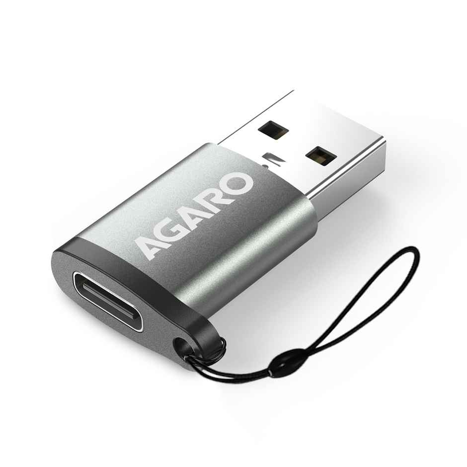 AGARO USB 3.0 Type C Female to USB Male OTG Adapter, 5 Gbps High-Speed Data Transfer, Compatible with Laptops, Tablets, Smartphone, Chargers and More Devices with Standard USB A Interface - Grey