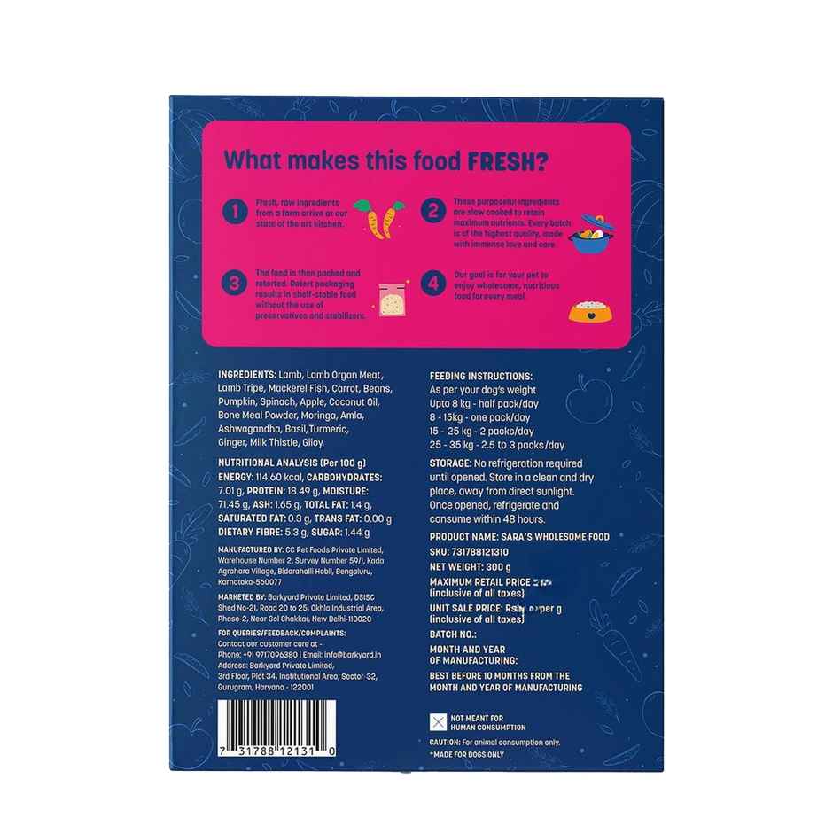 HUFT Sara's Wholesome Grain-Free Lamb & Apple Dog Food Packet Combo