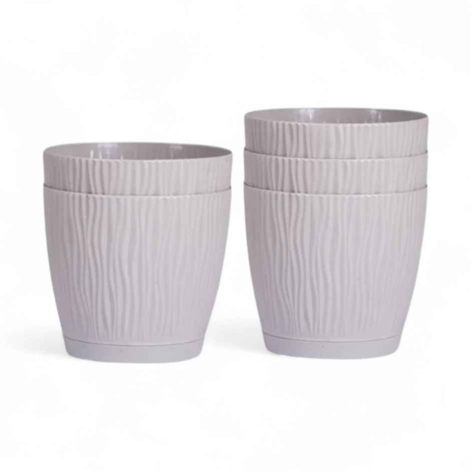 Nurturing Green - Mocha Self Watering Pots | Set of 5 | 14cm x 12.5cm | Flower Pots for Plants