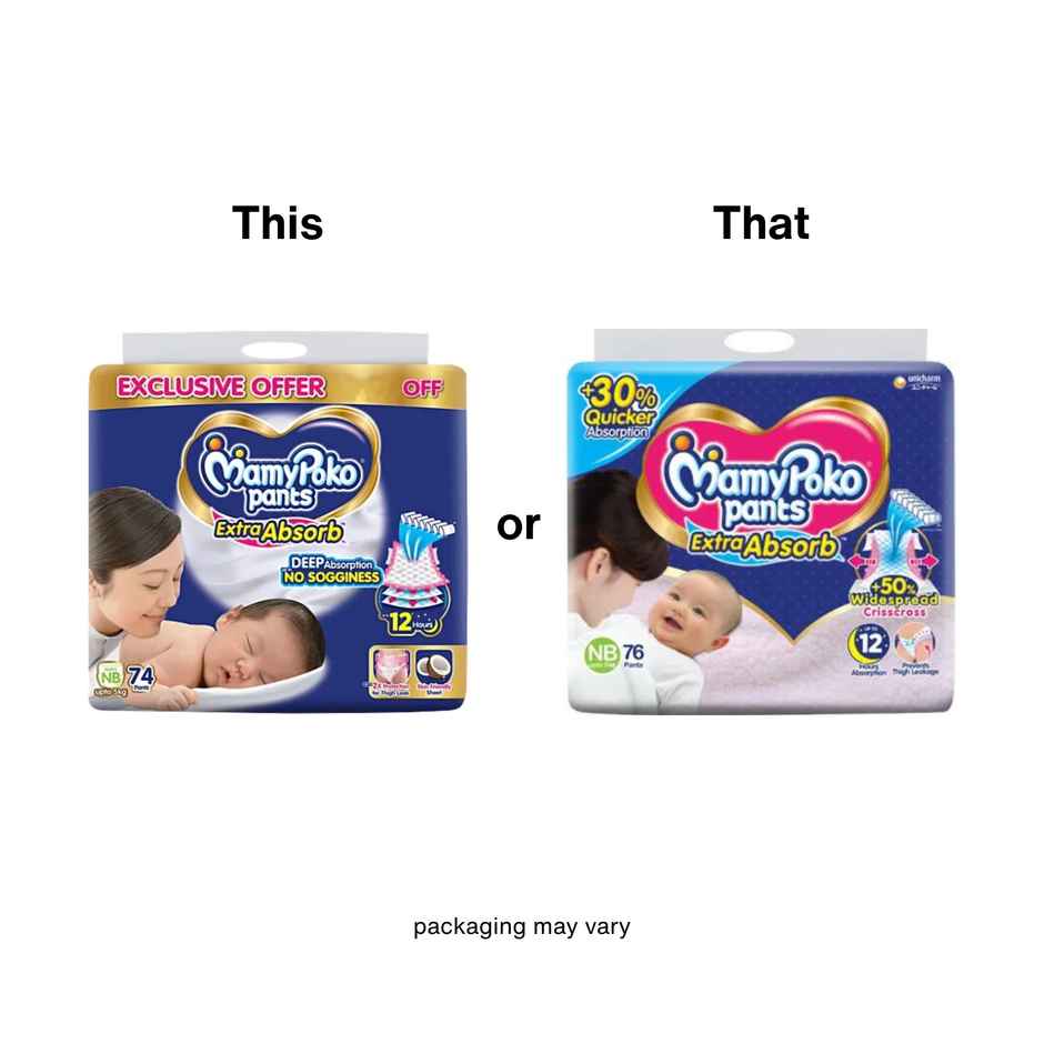 Mamypoko Extra Absorb Baby Diapers | Pant Style | NB 