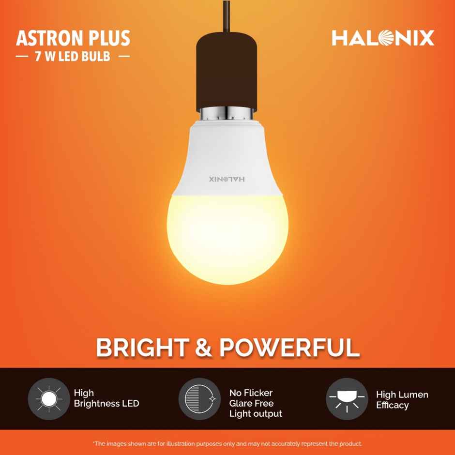 Halonix 7W Warm White Yellow Led Bulb | B22 Base Holder Combo