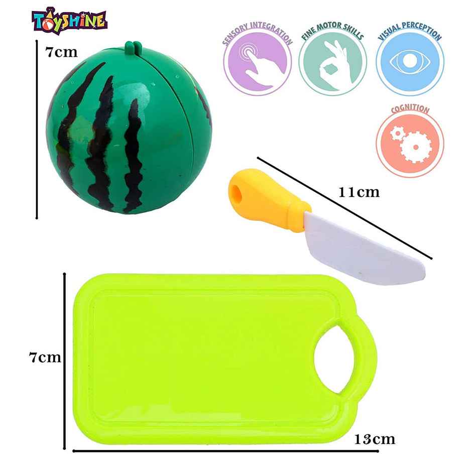 Toyshine Realistic Sliceable 7 Pcs Fruits Cutting Play Toy Set - Assorted Colour & Design