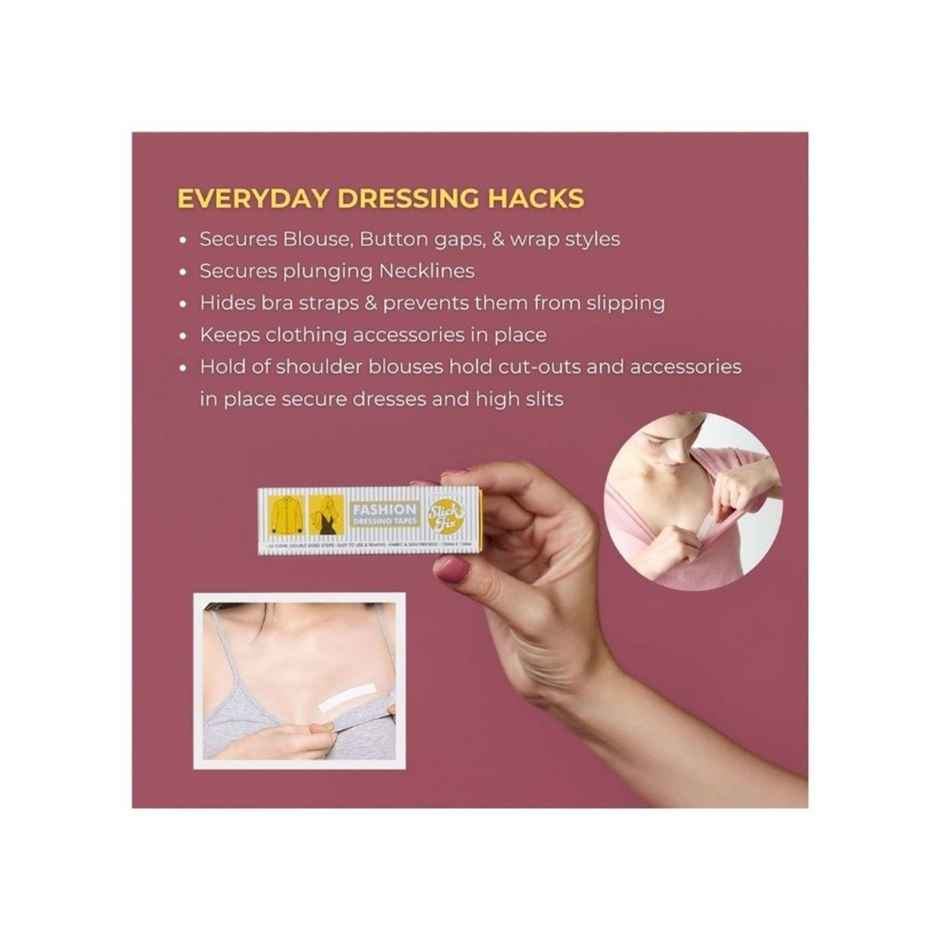Slickfix Fashion Dressing Tape Trial Pack Invisible Double-Sided Body Tape (Fabric & Skin Friendly) (Pack Of 18)