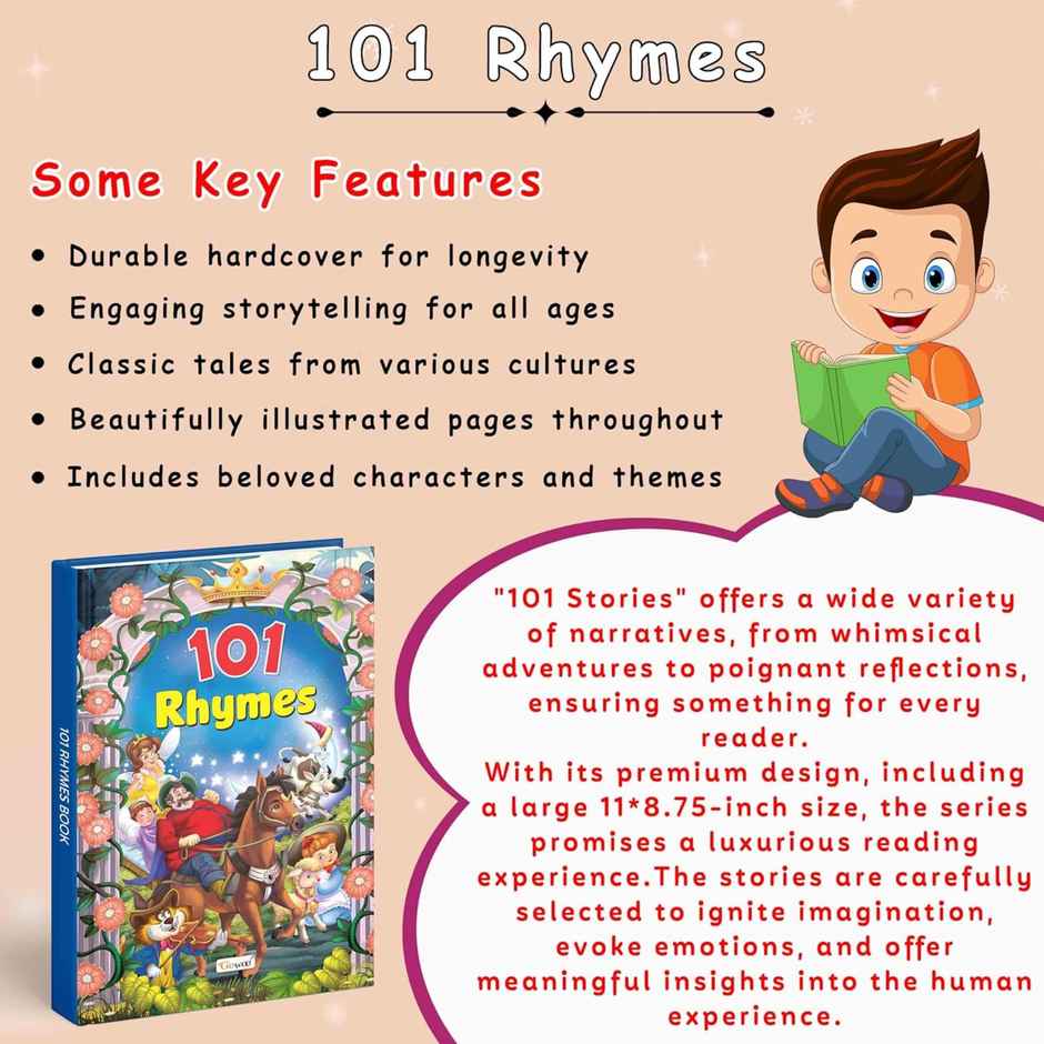 101 Rhymes Book for Kids | Ages 3-12 | Hardbound - Learning Book for Kids, Rhymes for Early Readers