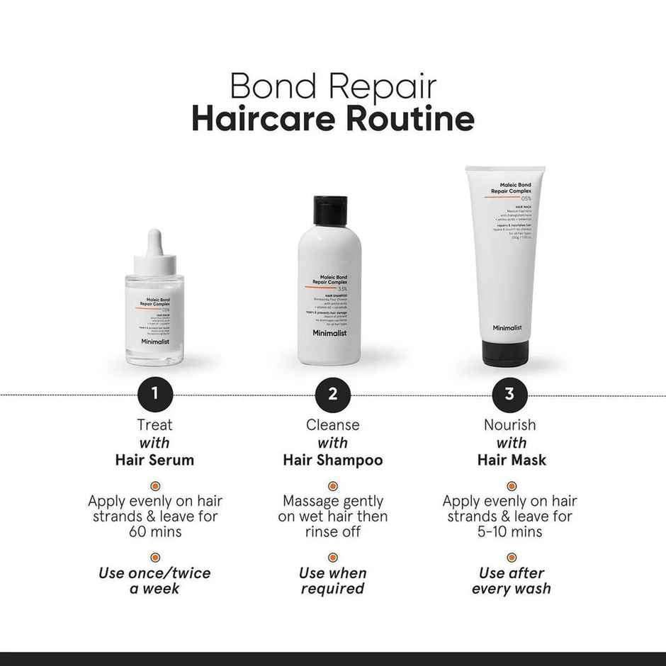 Minimalist 3.5% Maleic Bond Repair Shampoo for Damaged, Dry & Frizzy Hair