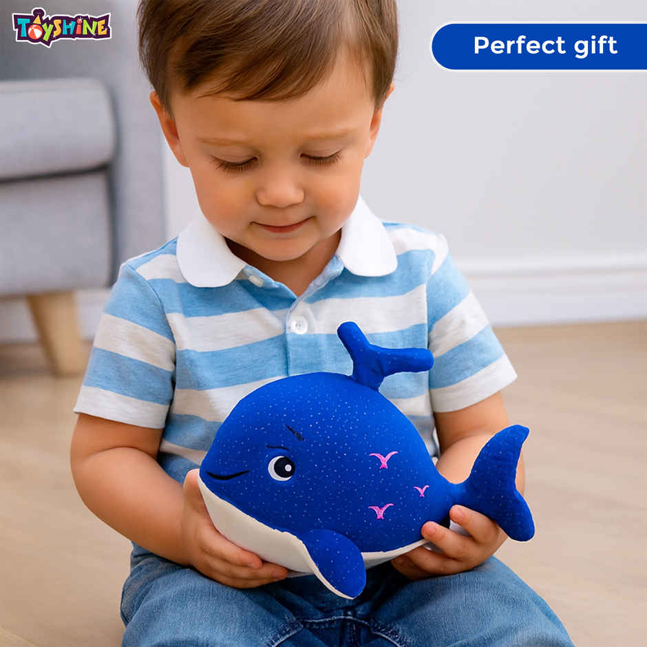 Spanker Blue Whale Soft Toy Cute Plush Whale for Kids Decor - 26 cm