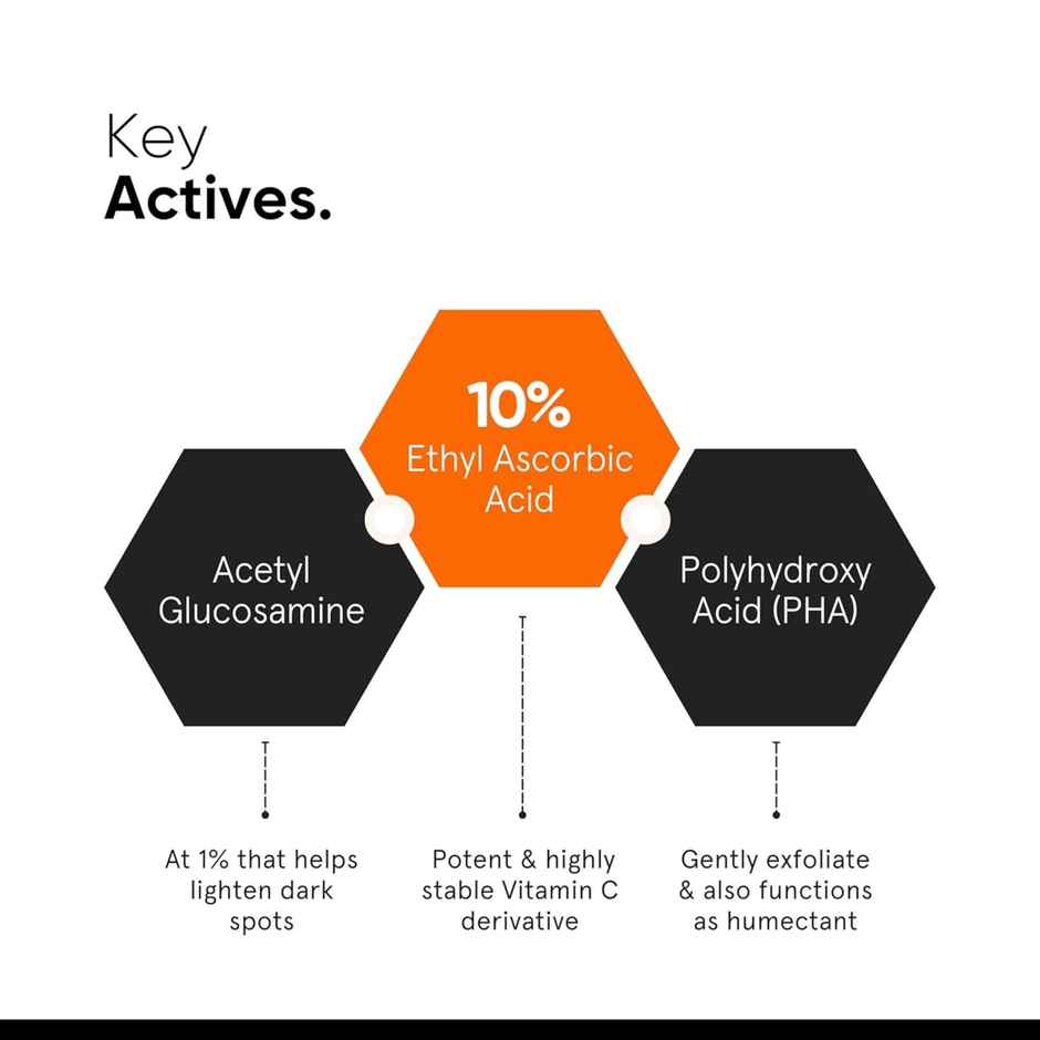 Vitamin C 10% Face Serum For For Brighter, Glowing & Healthy Looking Skin(10ml) & Minimalist Spf 50 Pa++++ Multi- Vitamin Sunscreen Broad Spectrum No- White Cast Light Weight For Men & Women(50ml) Combo