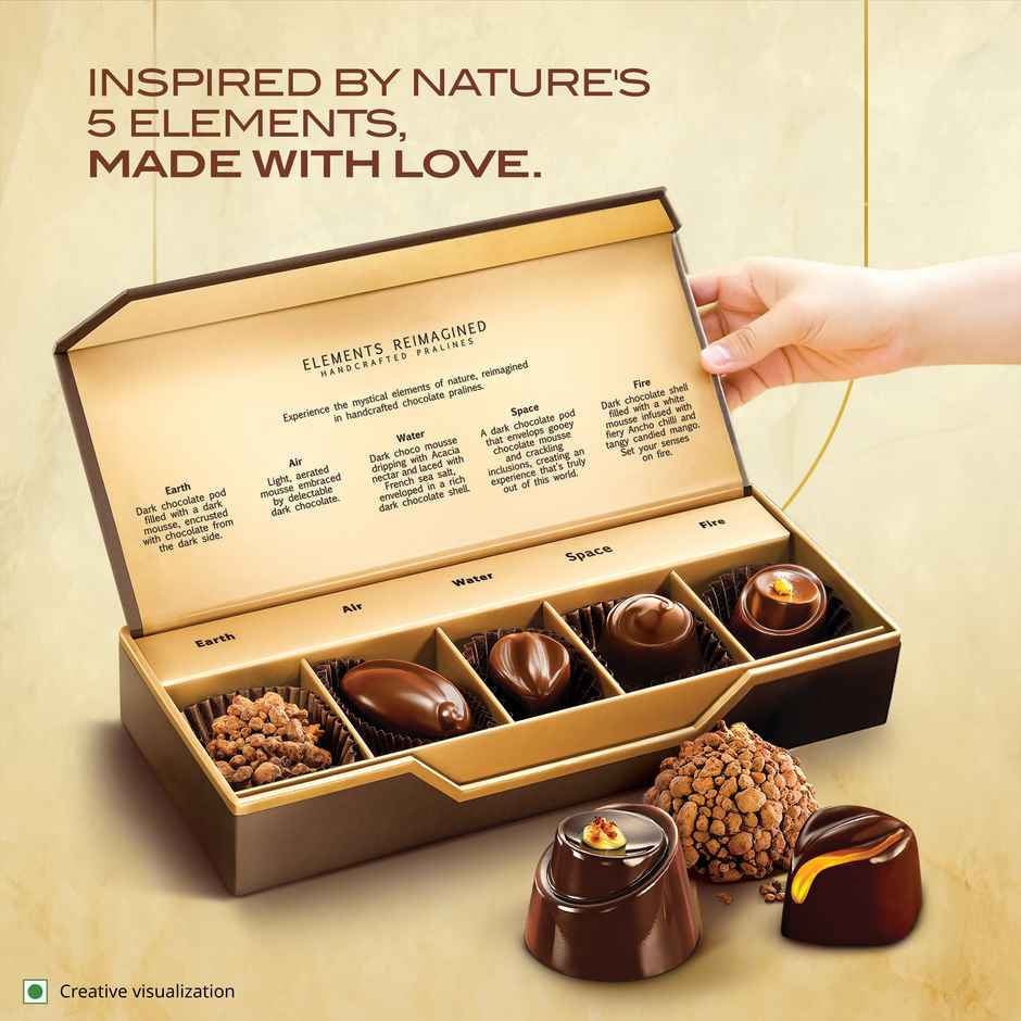 Fabelle Elements Pralines - 5 Handcrafted Dark Chocolates Combo