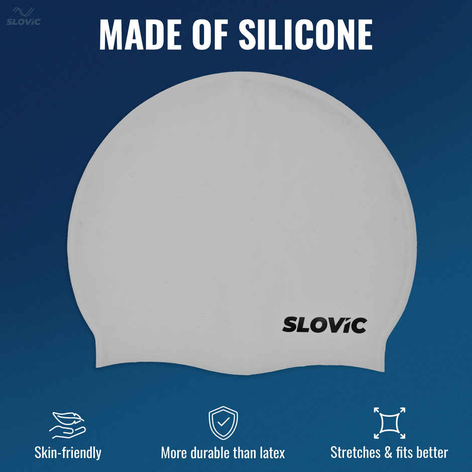 Slovic Swimming Kit with Goggles & Cap - Anti-Fog Comfortable Fit, Leak-Proof Frame - Grey