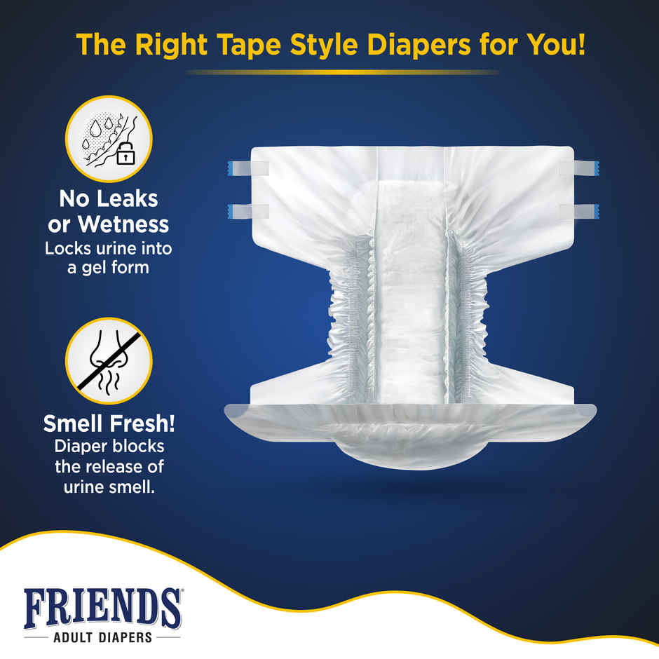 Friends Adult Diaper Tape | Economy Type | L | 32.68 - 59.84 inch
