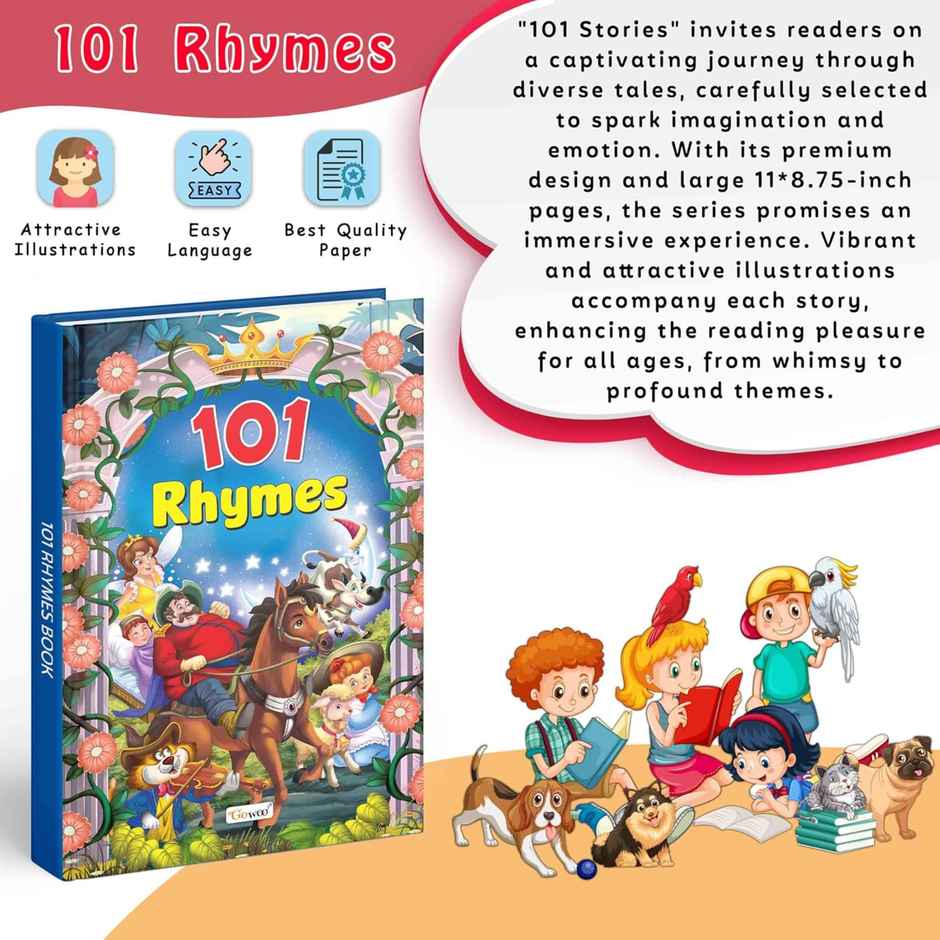 101 Rhymes Book for Kids | Ages 3-12 | Hardbound - Learning Book for Kids, Rhymes for Early Readers
