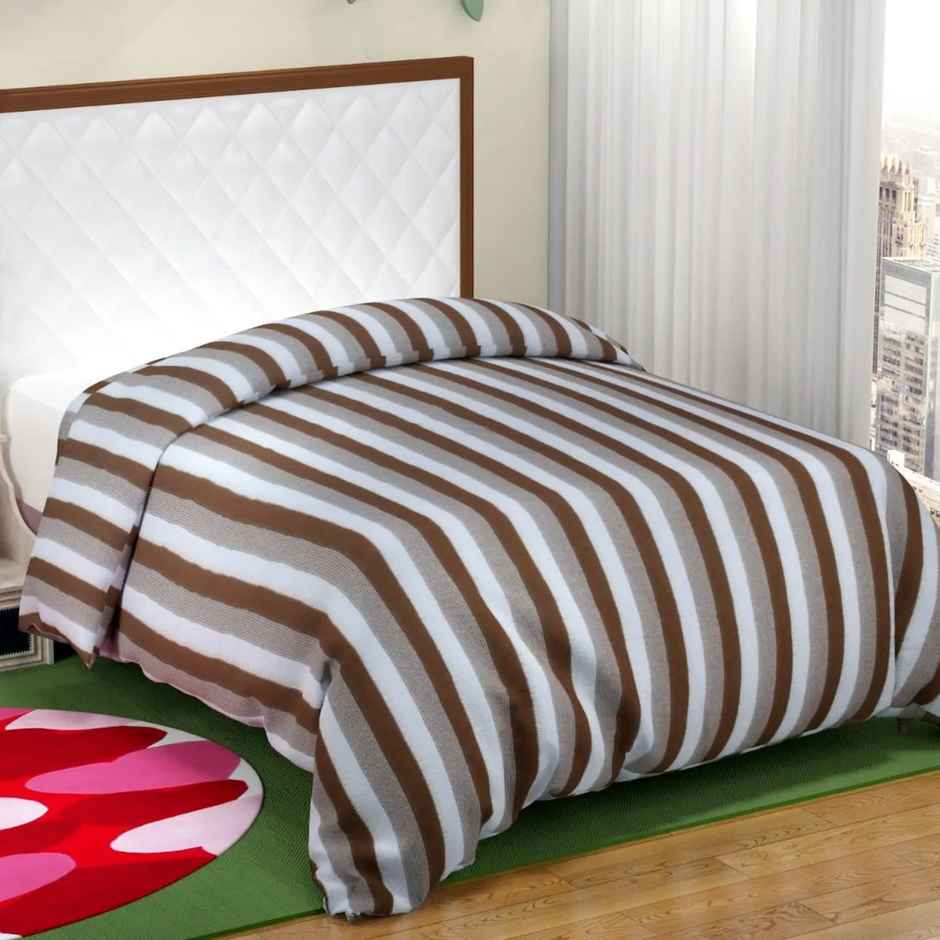 Elegant Weavers UBR Blanket | Striped Brown | 130 cm x 215 cm