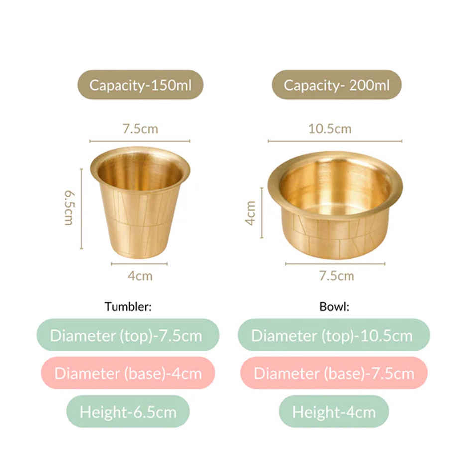 Nestasia Pure Brass Filter Coffee Tumbler Davara Set For 2 People