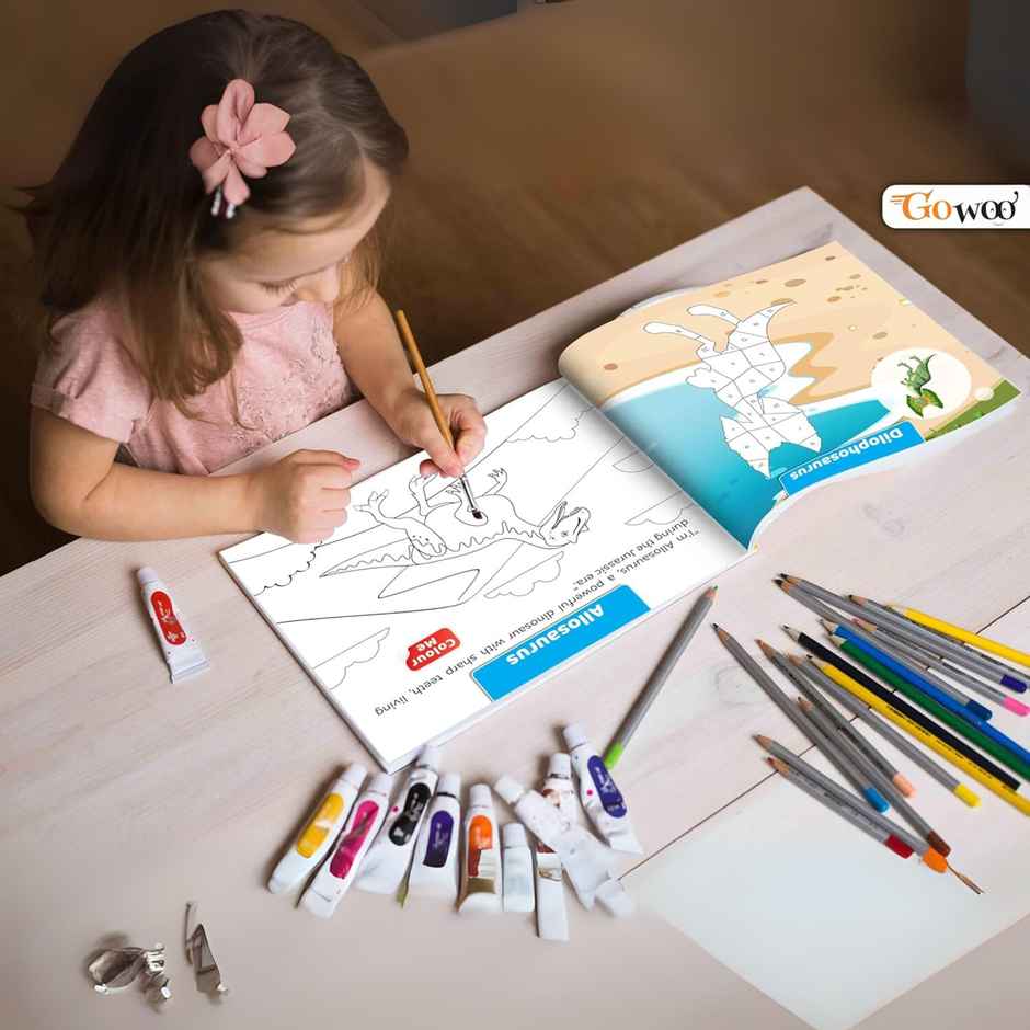 Dinosaur Numbered Sticker Activity and Colouring Book for Age 3+ Kids - Kids Sticker Activity Book