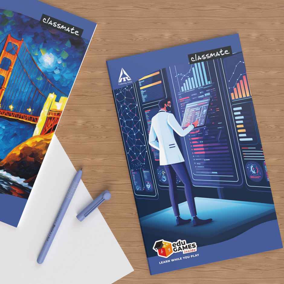 Classmate Single Line Long Book | 31 x 19 cm | 160 Pages | Assorted Designs