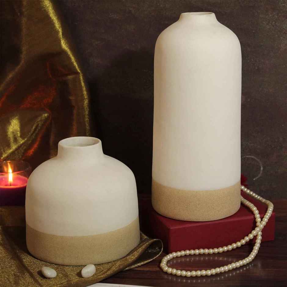 Tied Ribbons Set Of 2 Ceramic Vases Without Flowers