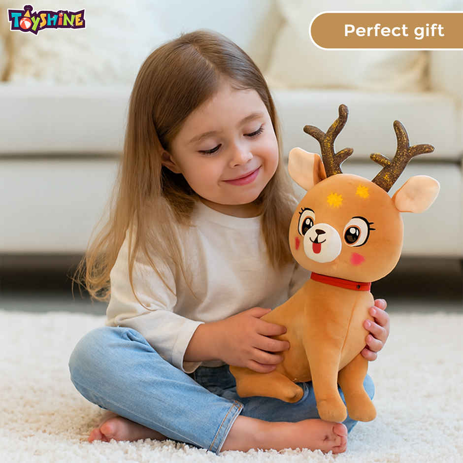 Spanker Sika Deer Soft Toy | Cute Deer Plush with Shimmer Horn | Brown - 29 cm