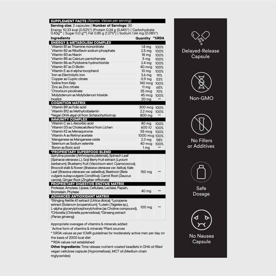 Wellbeing Nutrition Slow Multi + Omega 3 for Him Vitamins & Minerals, 15 Antioxidants & Digestive