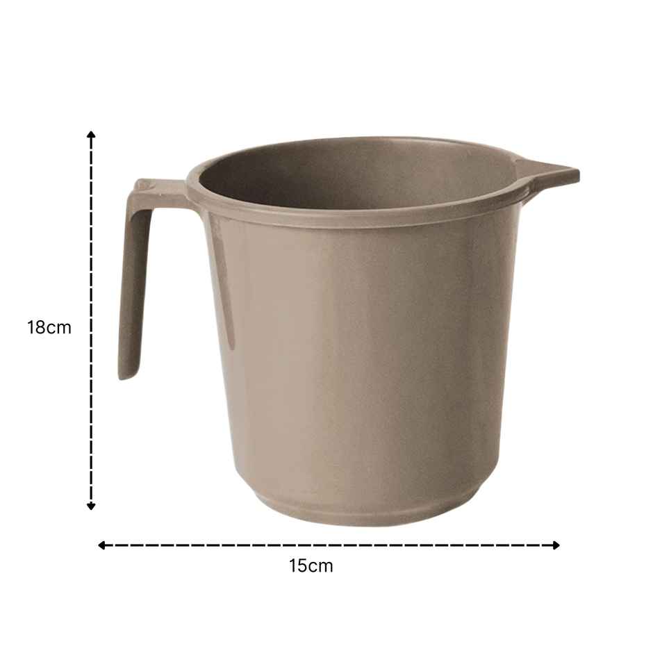 Kuber Industries Pack of 2 Plastic 1.5 Litre Lightweight | Unbreakable Bathroom Mug (Light Brown)