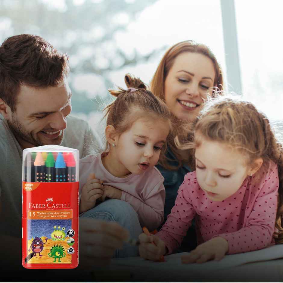 Faber-Castell Wax Crayon Triangular 90mm Grip Pack Of 15