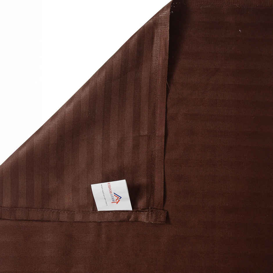 Hosta Homes King Size Satin Cotton 300 Tc Striped Bedsheet | Brown | 109 x 109 in