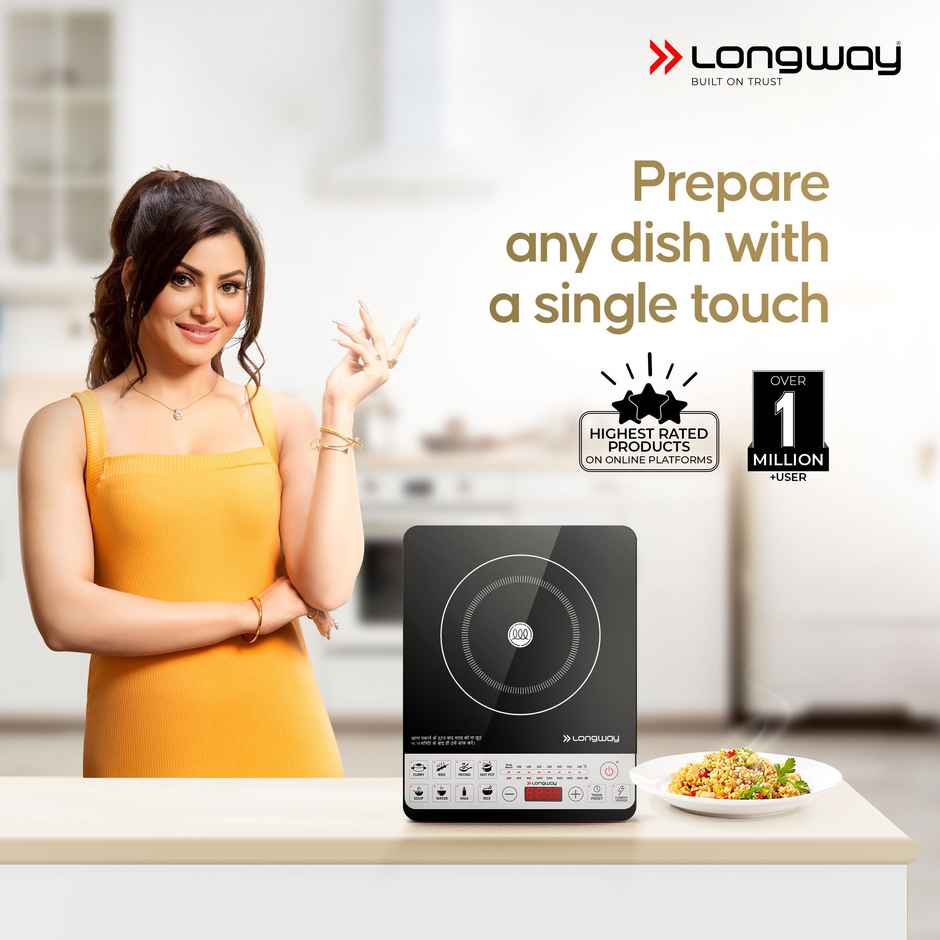 Longway Cruiser IC 2000 Watt Induction Cooktop with Auto Shut-Off -Black, Push Button