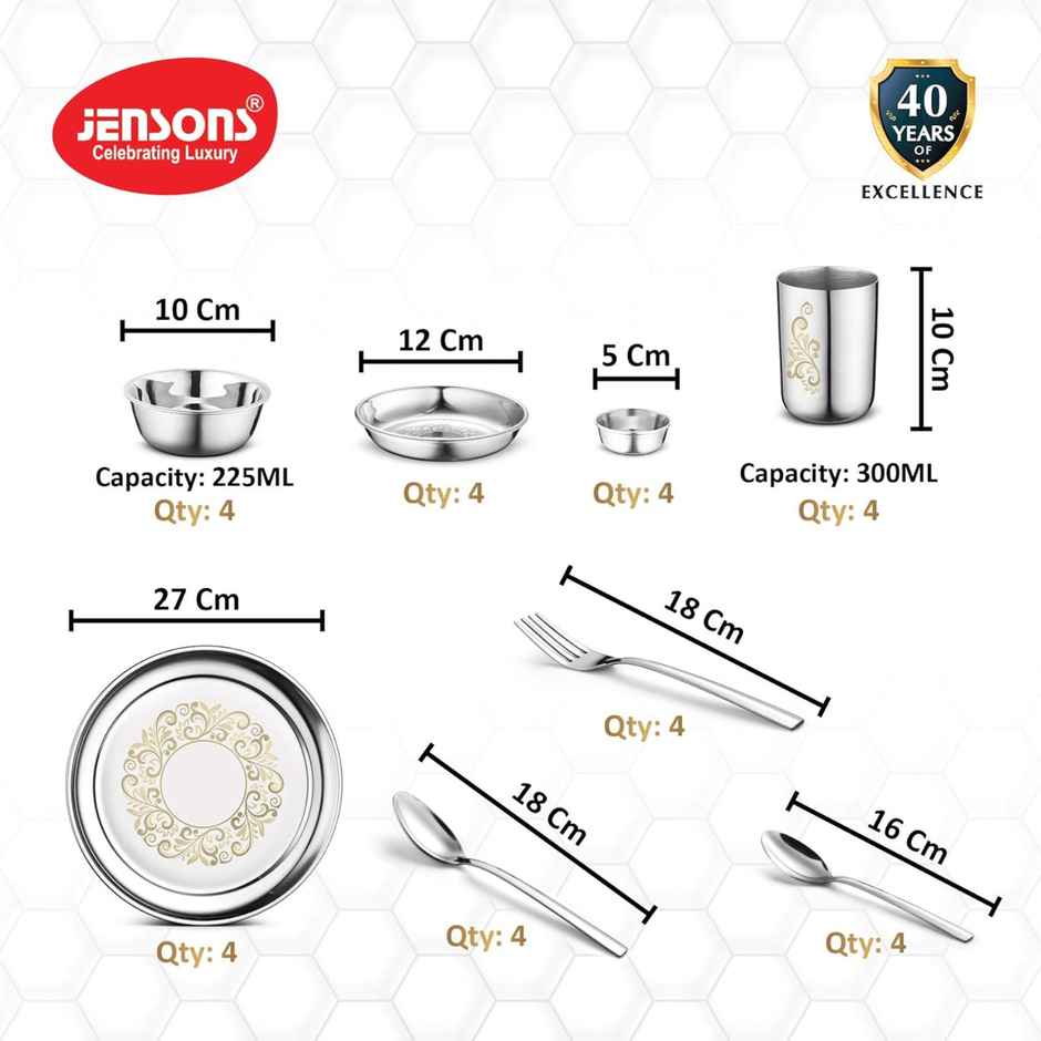 Jensons 16 Pcs Dinner Set Lazer Rangoli
