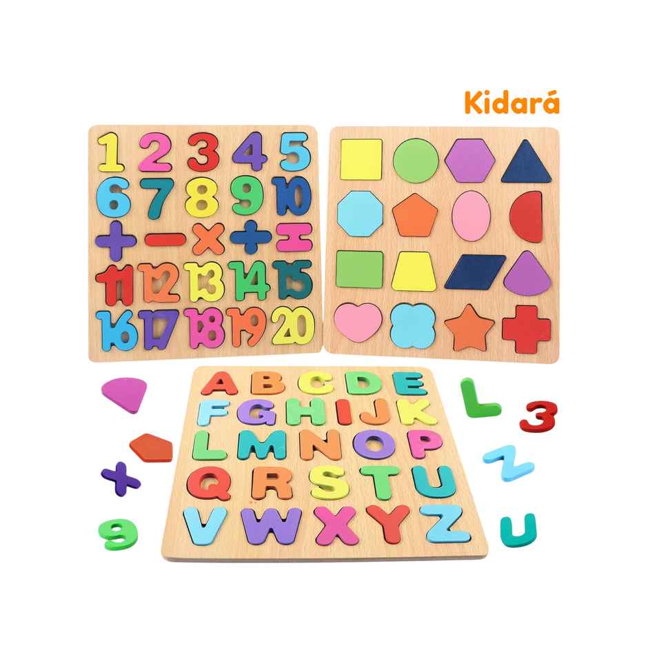 Kidara Learn and Play 3-In-1 Puzzle | Gift For Kids 2+ | Fun Learning-Problem-Solving and More