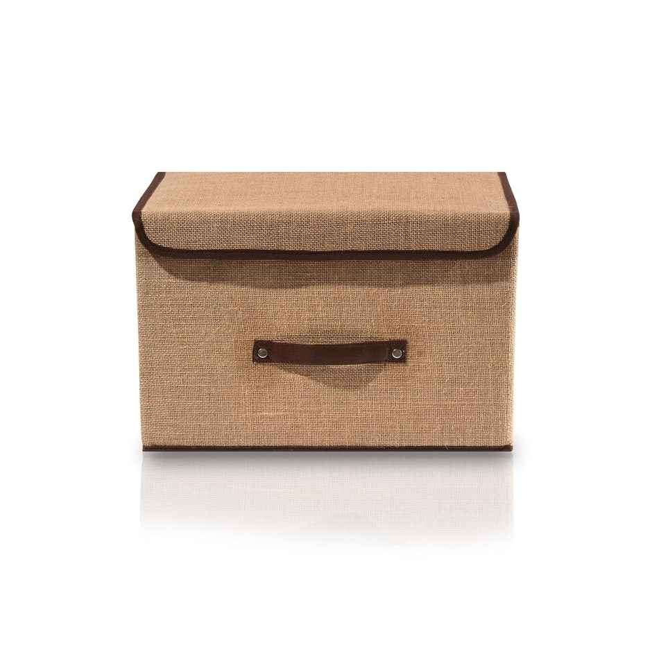 Kuber Industries Pack of 2 ( Large ) Jute Foldable Cotton Drawer Organizer for Cloth | Brown