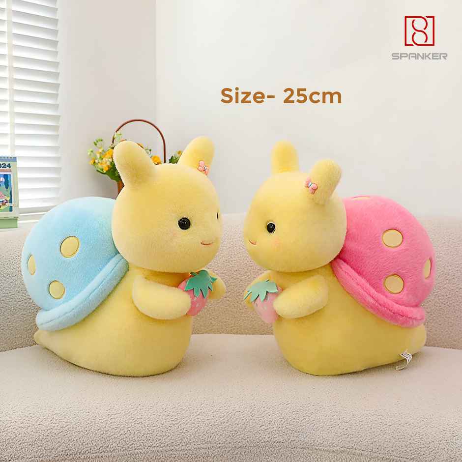 Spanker 25 Cm Snail Plush Toy | Soft Strawberry Hugging Cushion | Blue
