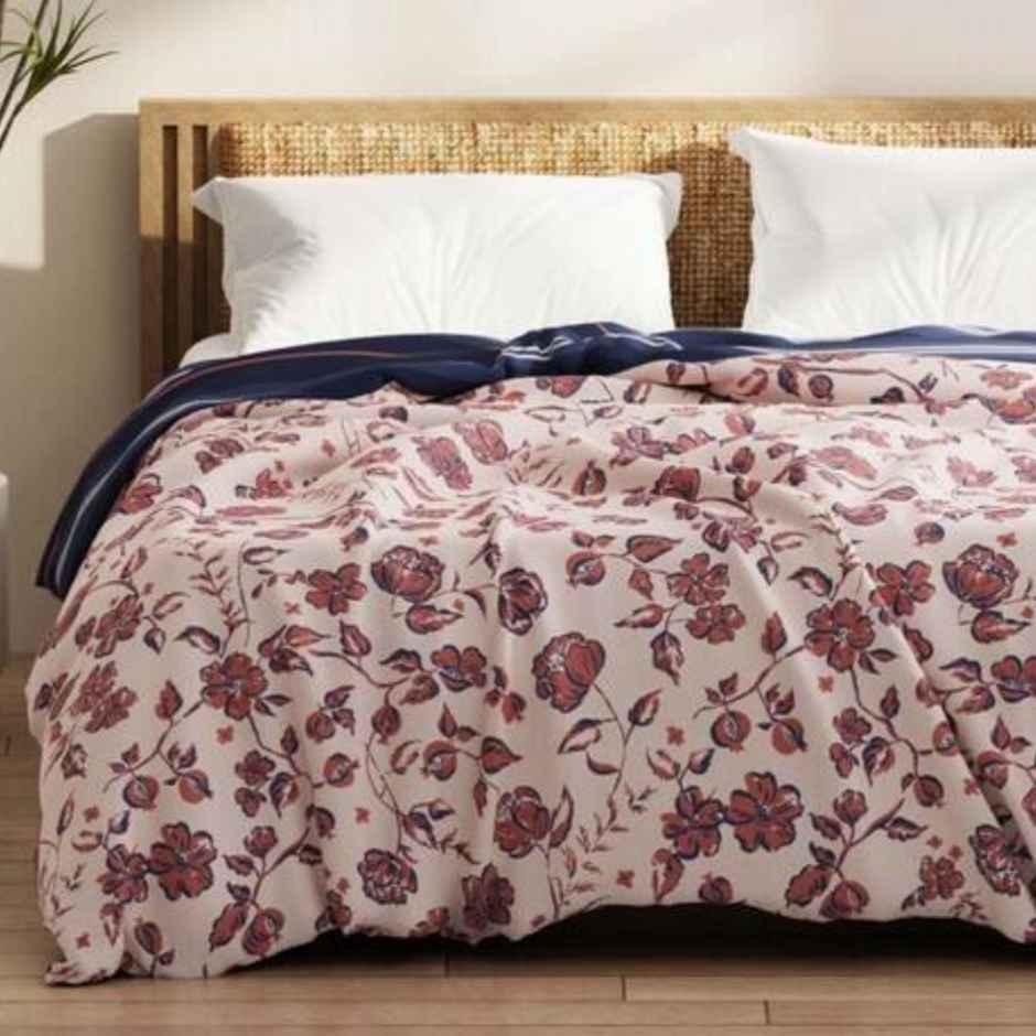 Kopa Super Soft Microfiber Comforter for All Weather | Single Size | Floral | Brick, Blue