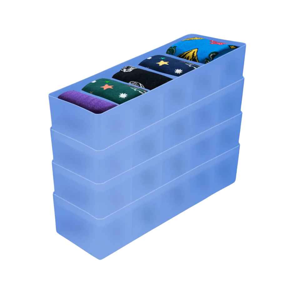 Bathla Set of 4 Drawer Organiser - Multi-purpose, Stackable, 5 Grids - DORI | Ocean