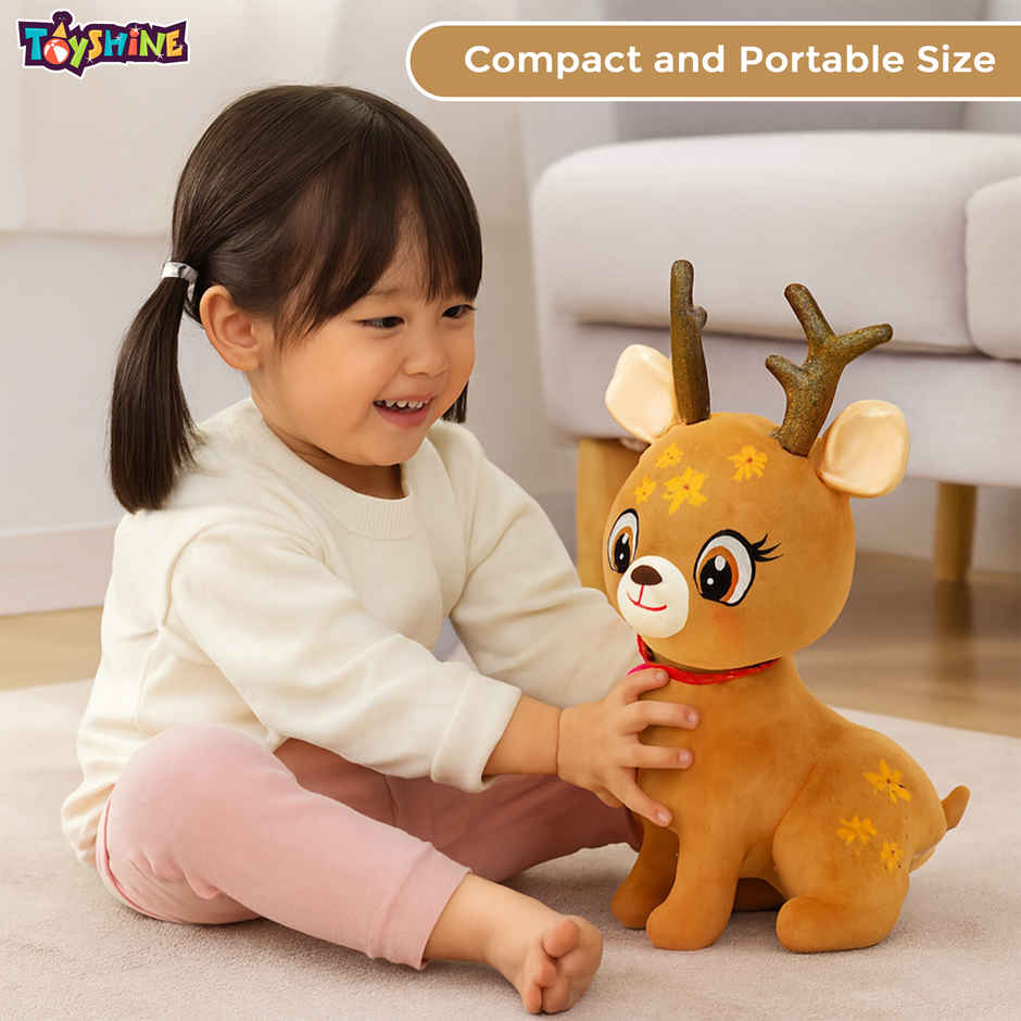 Spanker Sika Deer Soft Toy | Cute Deer Plush with Shimmer Horn | Brown - 29 cm