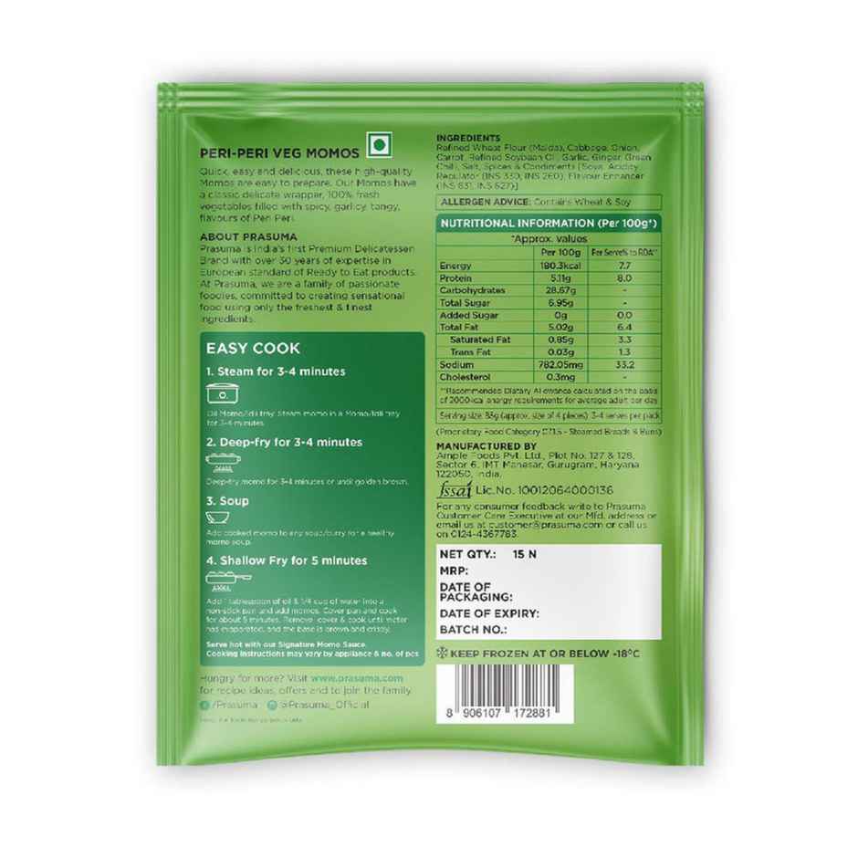 Prasuma Peri Peri Veg Momos | Frozen Snack